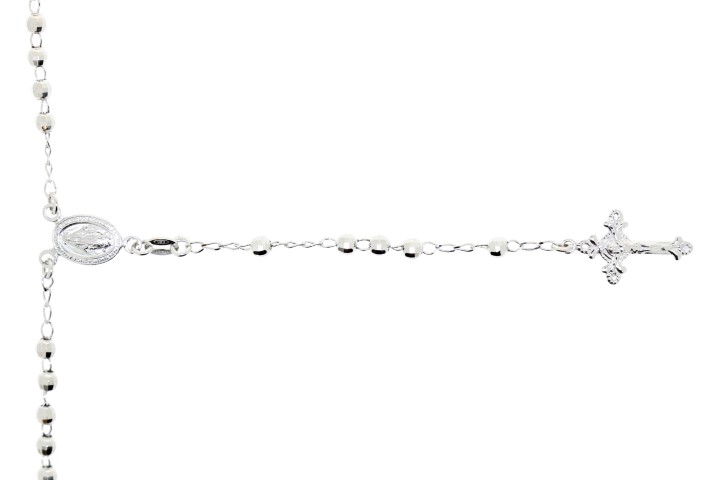 [0617200000RD] Collar rosario plata 925 bola diamantada 