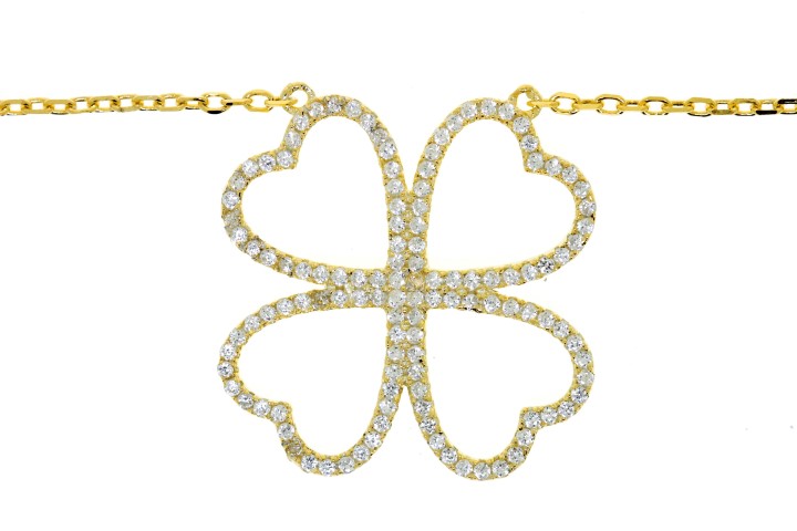 [06649C002ZBL] Collar plata 925 microsetting zirconita trebol