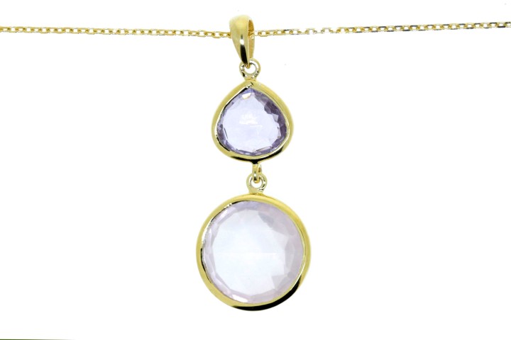 Collar plata 925 amatista y  cuarzo rosa 