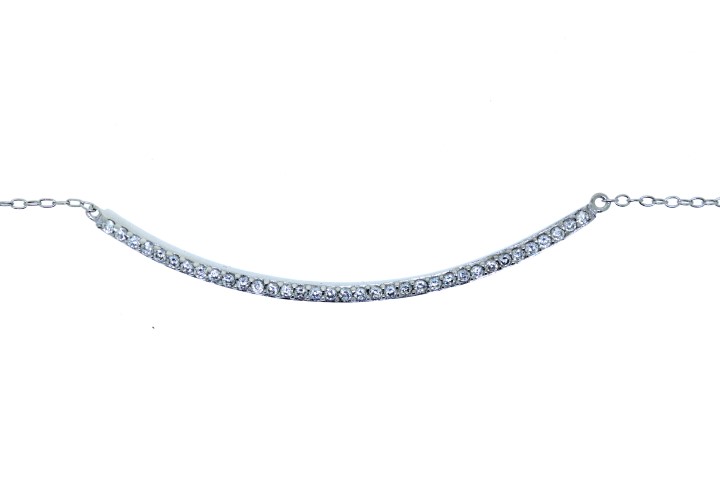 [07215C001ZBL] Silver 925 necklace cz 40+5cm rhodium