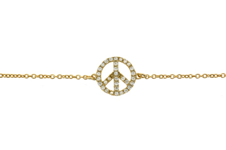 [07353C002ZBL] Silver 925 necklace peace symb 40+5cm rhodium