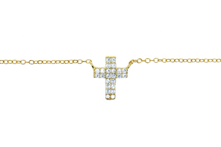 Collar plata 925 microsetting zirconita cruz 