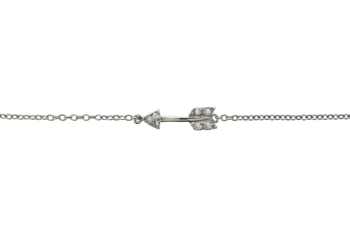 [075023801ZBL] Silver 925 necklace cz arrow 38+5cm rhodium