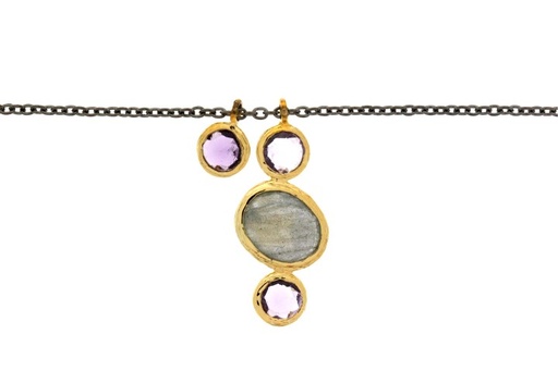 [081994552RMX] Collar plata 925 piedra semi preciosa cadena ruten 