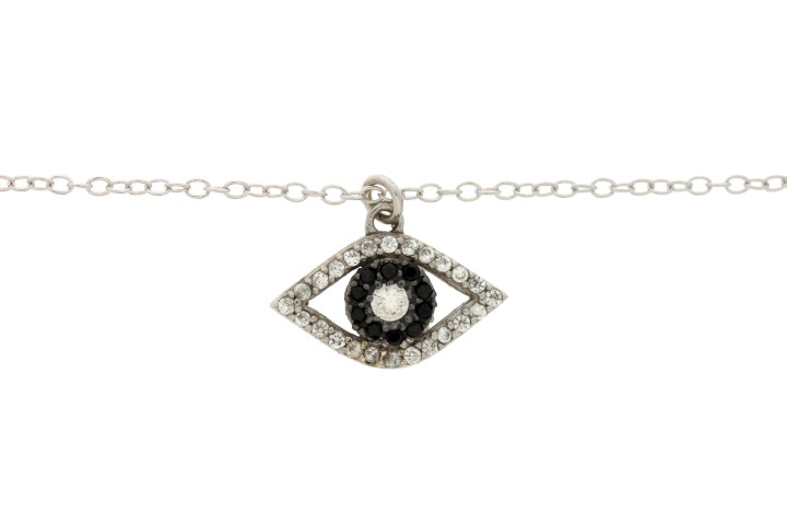 [086753801WNE] Collar plata 925 ojo turco zirconita 