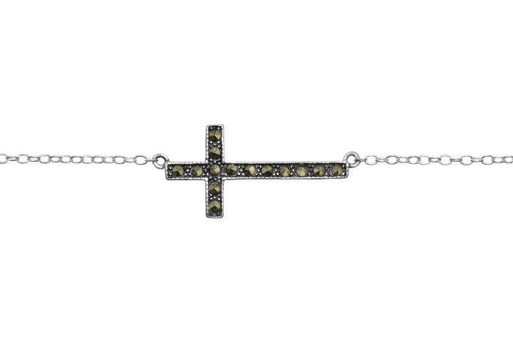 [09074C380MMQ] Silver 925 cross marcasite nec 38+5cm sterling silver