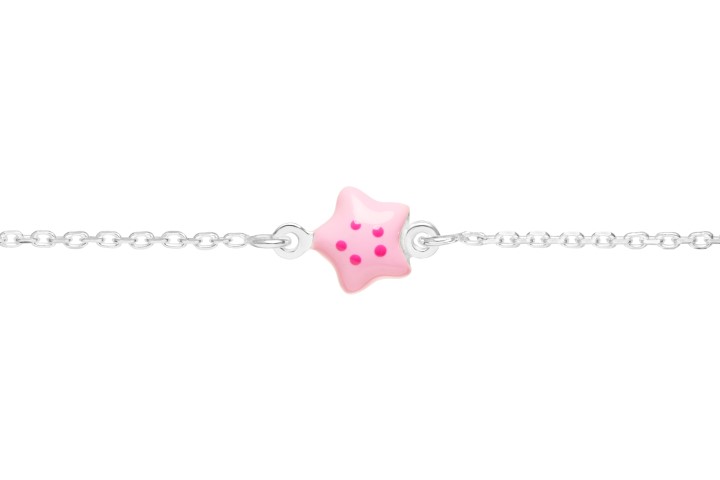 [09763E350ROS] Silver 925 enamel star necklac 35+5cm sterling silver