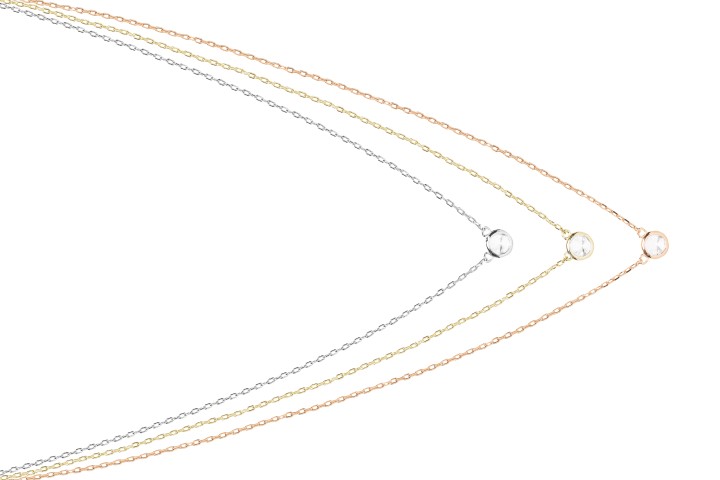 Collar plata 925 tres zirconitas tres cadenas 