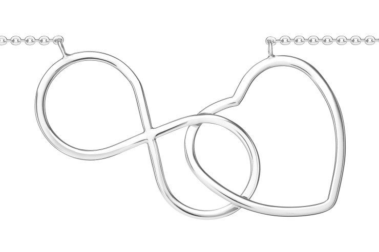 Silver 925 heart infinity neck 38+5cm sterling silver