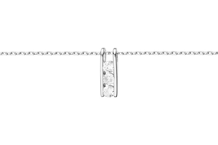 Collar plata 925  barra con tres zirconita