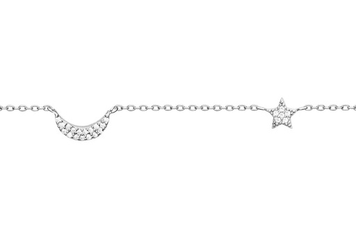 [10929C381ZBL] Silver 925 cz necklace 38+5cm rhodium