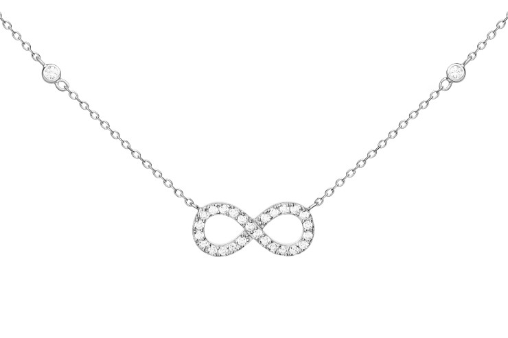 Silver 925 cz necklace 38+5cm rhodium