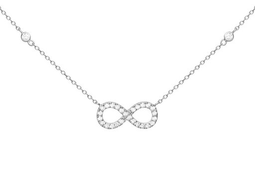 [10931C381ZBL] Silver 925 cz necklace 38+5cm rhodium