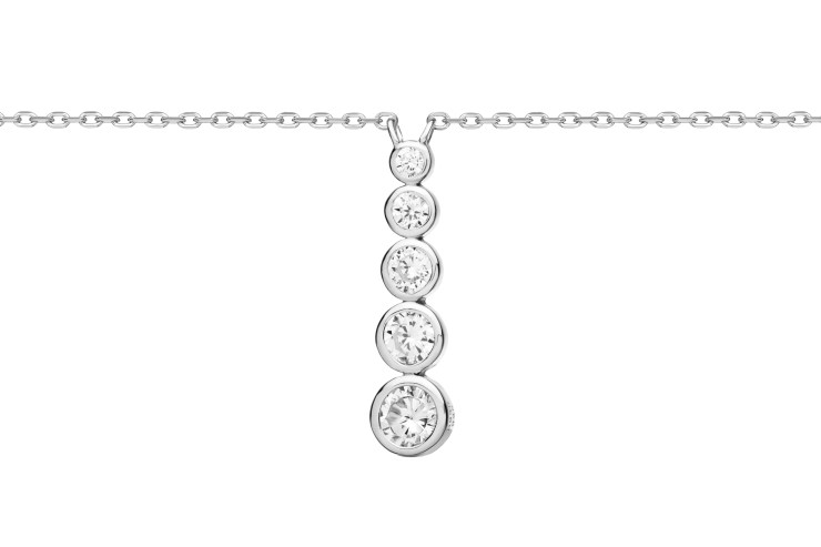 [10932C381ZBL] Silver 925 cz necklace 38+5cm rhodium
