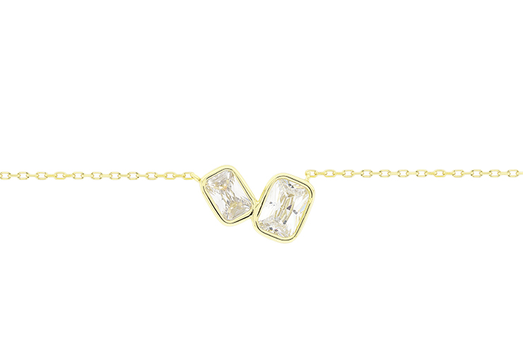 Silver 925 necklace cz 38+5cm rhodium