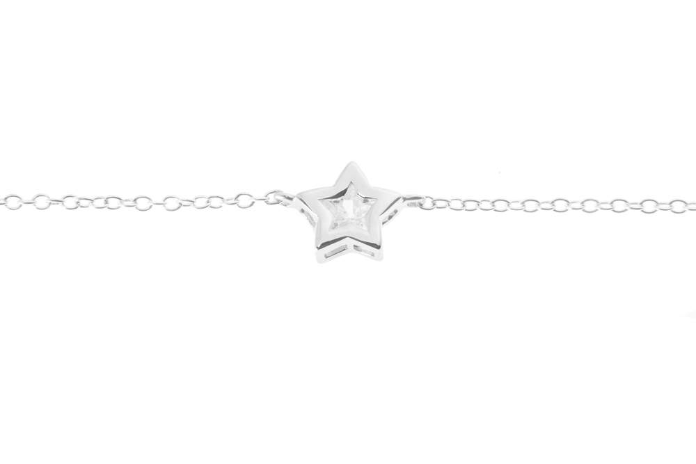 [11270C381ZBL] Silver 925 star necklace 38+5cm rhodium