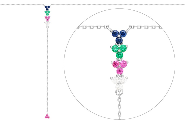 Silver 925  cz necklace 38+5cm rhodium