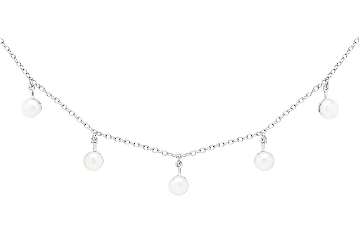 Silver 925 pearl necklace 38+5cm rhodium