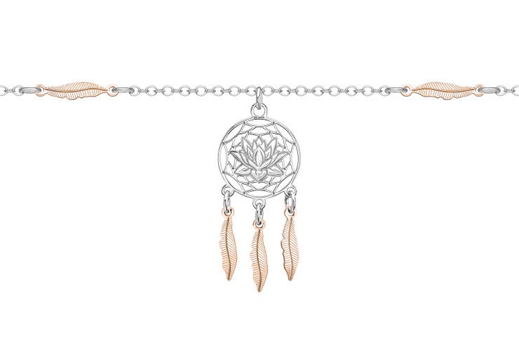 Collar plata 925 atrapasueños bicolor 