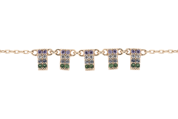 Silver 925 cz necklace 38+5cm rose gold plated