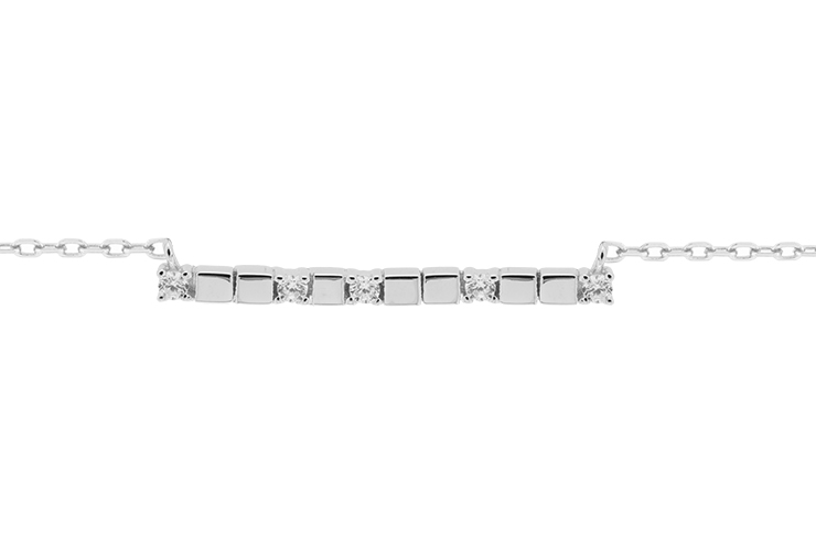 [11915C381ZBL] Silver cz necklace 38+5cm rhodium