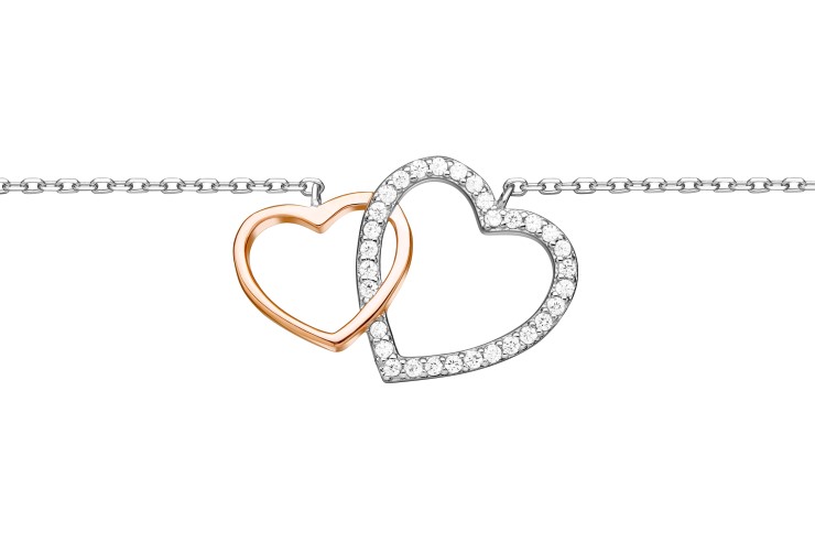 Silver 925 cz necklace 38+5cm rose gold plated