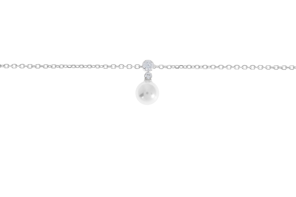 Collar plata 925 perla con zirconitas 