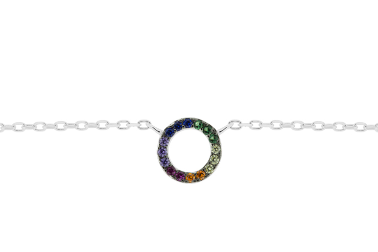 Collar plata 925 circulo con zirconitas multicolor 