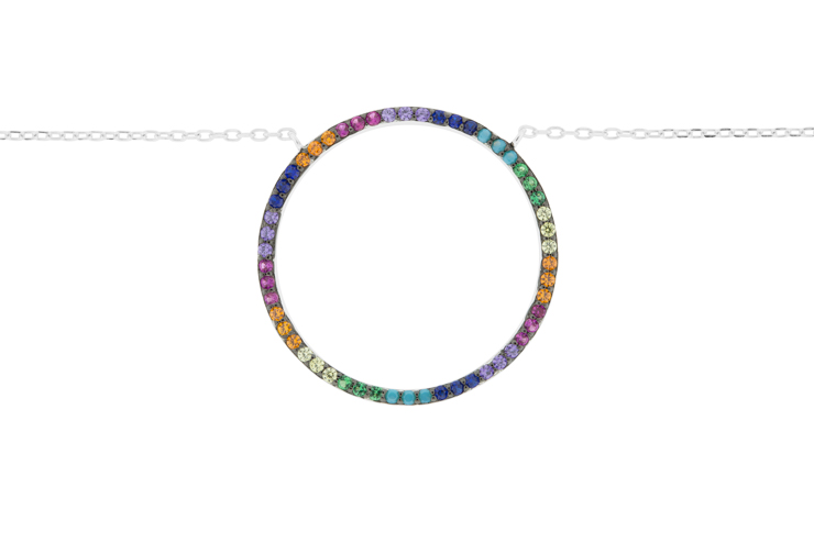 [12371C381ZMC] Silver 925 cz necklace 38+5cm rhodium