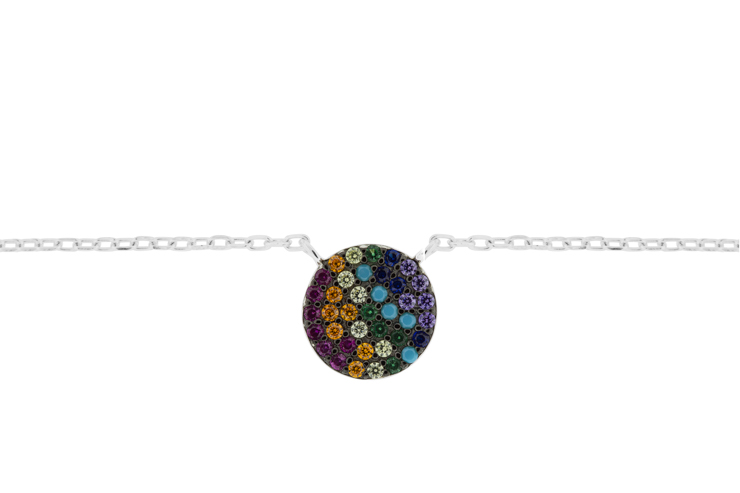 [12376C381ZMC] Silver 925 cz necklace 38+5cm rhodium