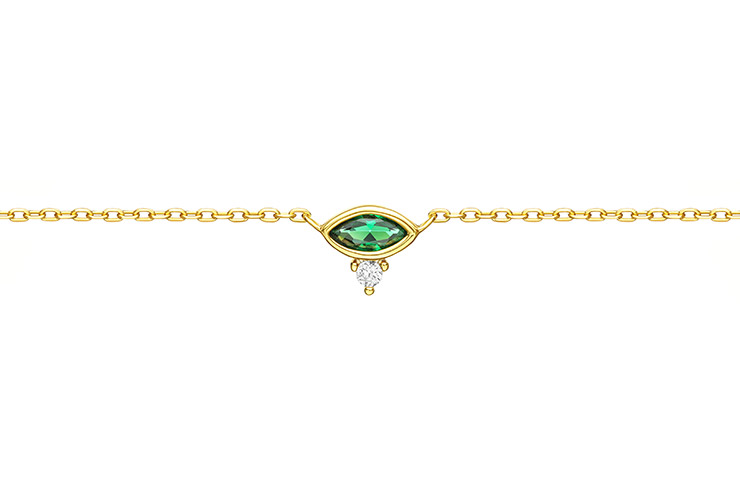 [12393C382WES] Silver cz necklace 38+5cm gold plated