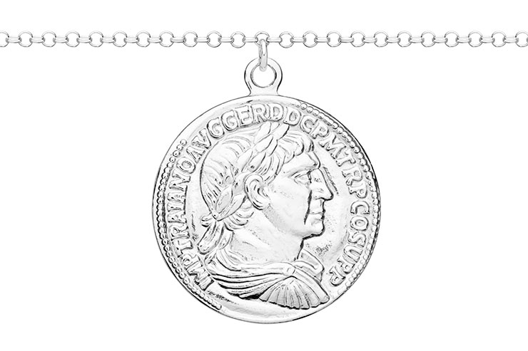 [12423C0000PL] Silver 925 roman coin necklace 40+5cm sterling silver