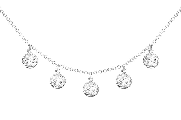 Silver 925 roman coin necklace 40+5cm sterling silver