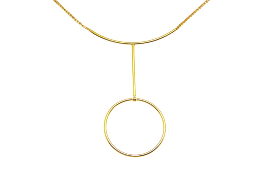 Collar plata 925 cordón tubo con círculo 