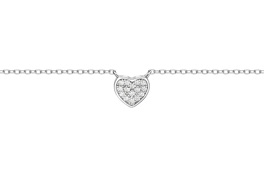 [12485C381ZBL] Silver 925 cz necklace 38+5cm rhodium