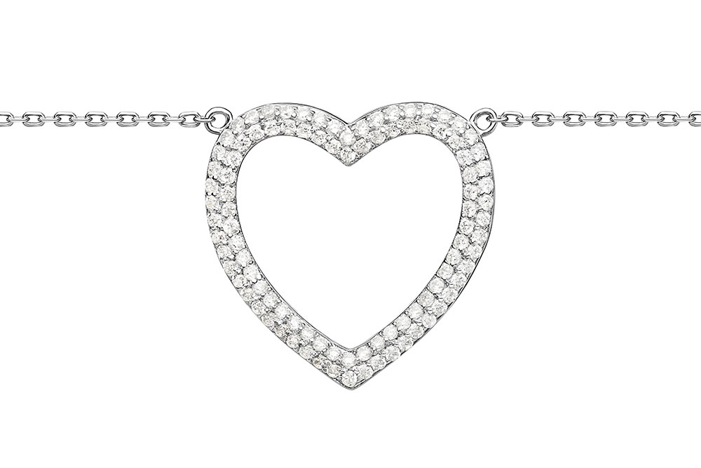 Silver 925 cz necklace 40+5cm rhodium