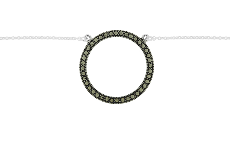 [12583C000MMQ] Silver 925 marcasite circle ne 40+5cm sterling silver