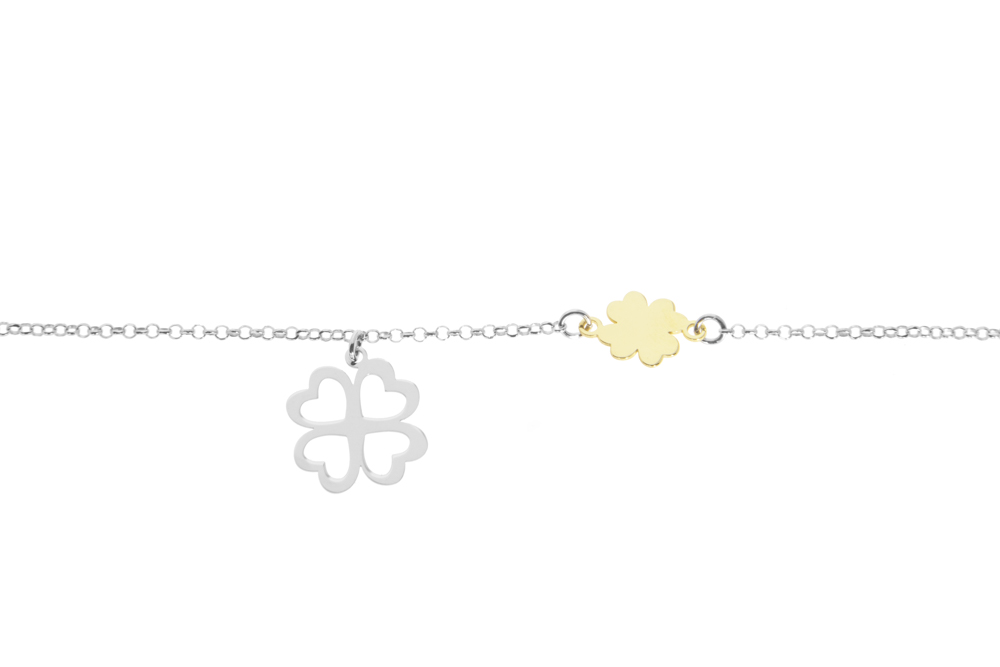Silver 925 clover necklace 38+5cm rhodium