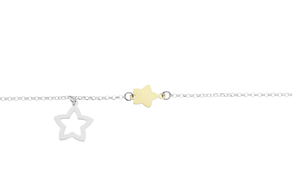 Silver 925 stars necklace 38+5cm rhodium