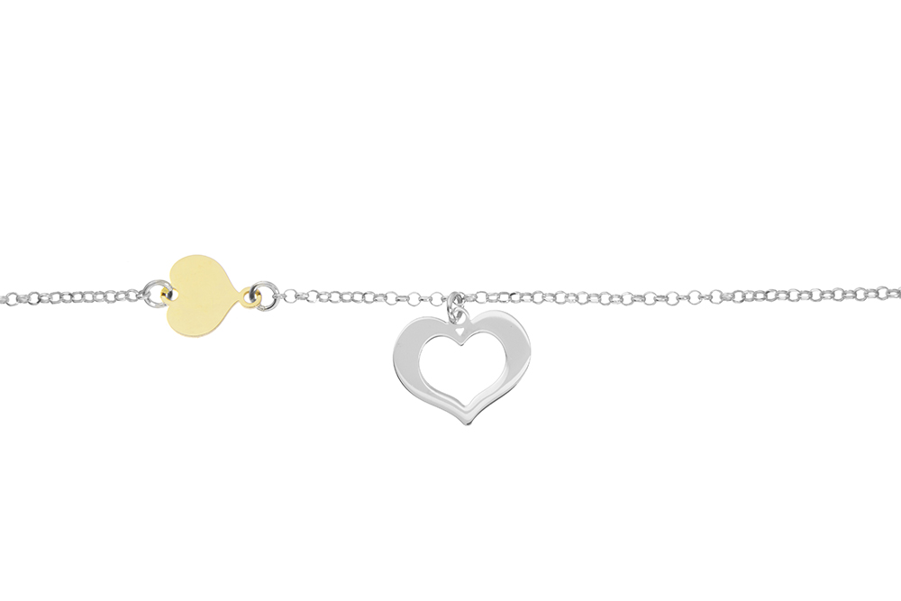 Silver 925 hearts necklace 38+5cm rhodium