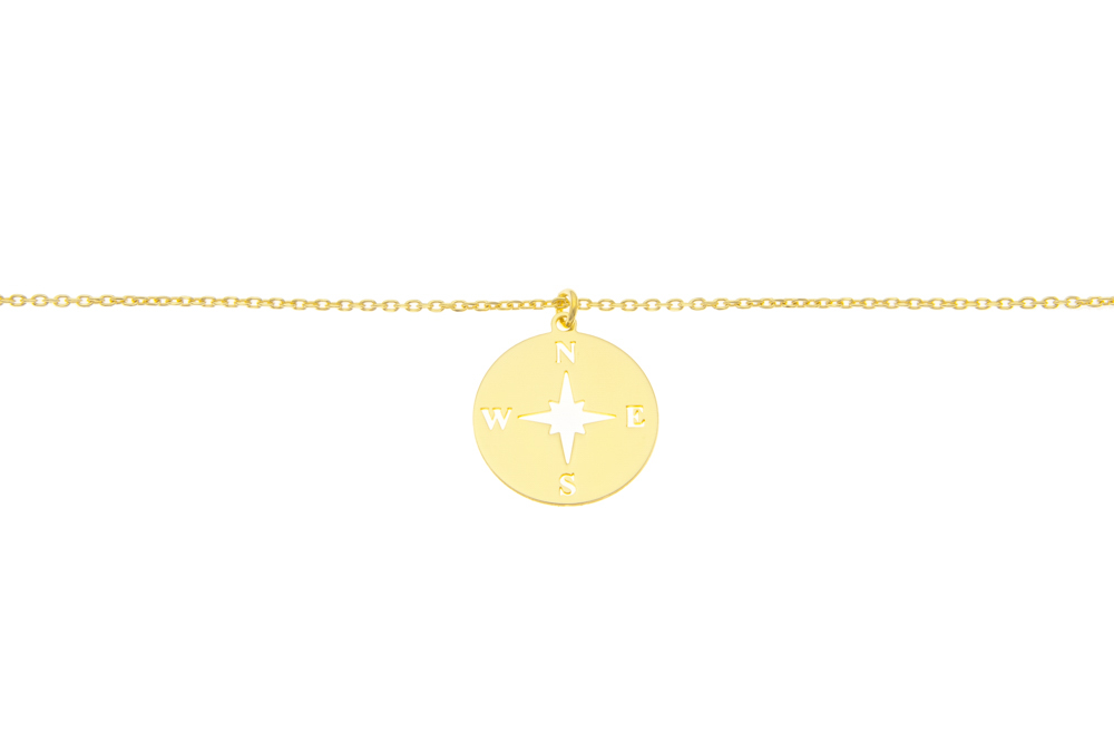 Silver 925 compass rose neckla 38+5cm sterling silver