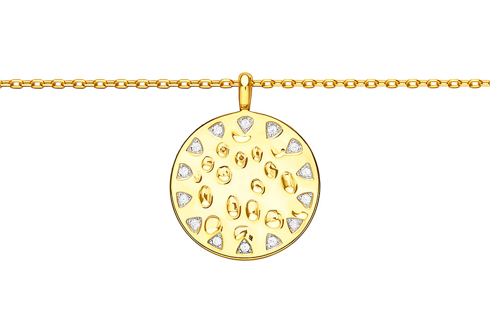[13014C382ZBL] Collar plata 925 círculo picado con zirconitas 