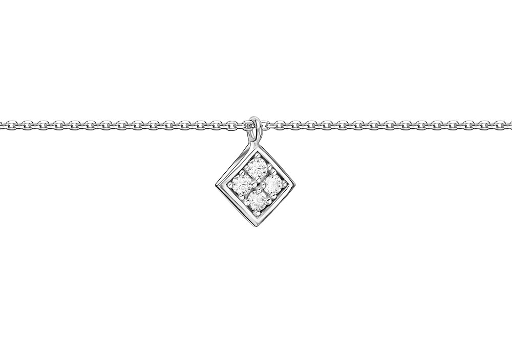 Silver cz necklace 38+5cm rhodium