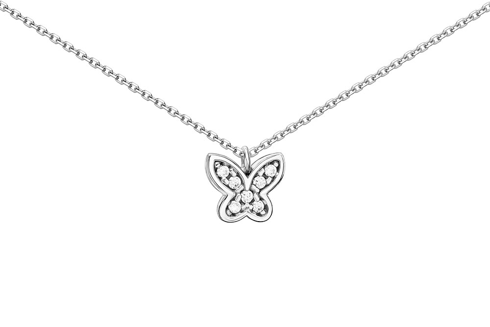 [13127C381ZBL] Collar plata 925 zirconita mariposa 