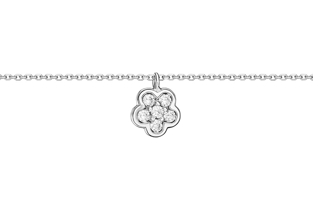 [13133C381ZBL] Silver cz necklace 38+5cm rhodium