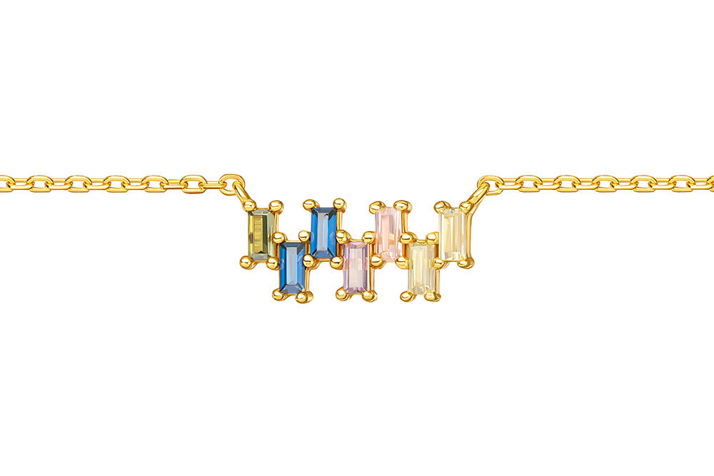 [13389C382ZMC] Silver 925 cz necklace 38+5cm gold plated