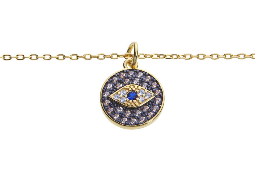 [13864C382WZA] Silver 925 cz necklace 38+5cm gold plated