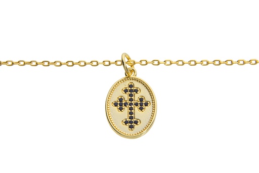 [13926C382ZNE] Collar plata 925 cruz con zirconita 