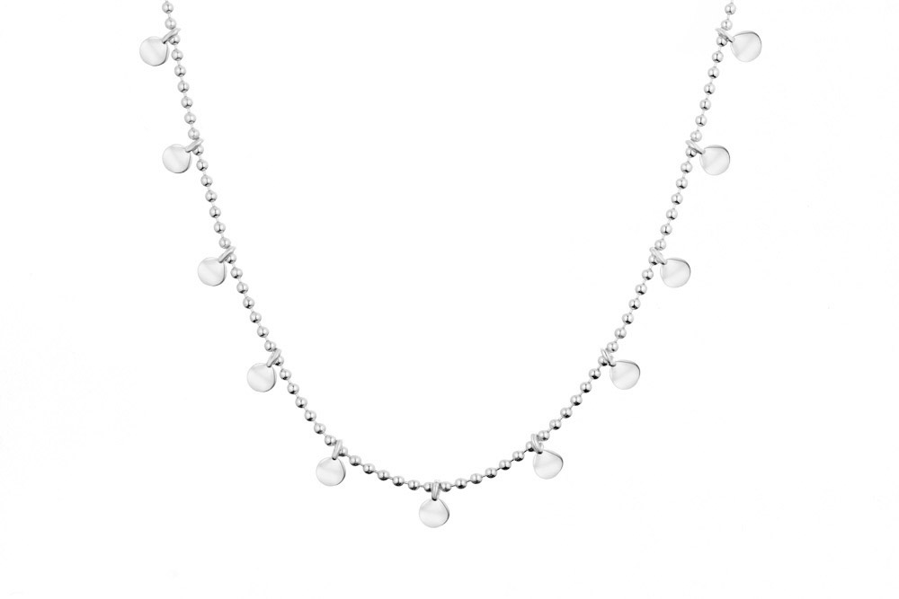 Collar bolitas plata 925 con 13 plaquitas martelé