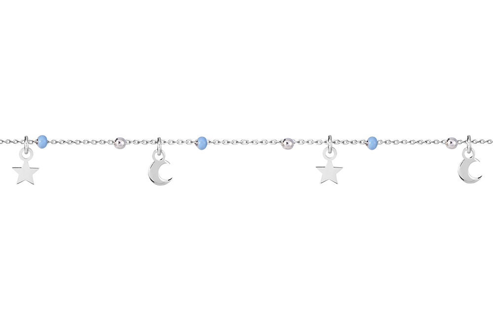 Silver 925 enamel necklace 38+5cm rhodium